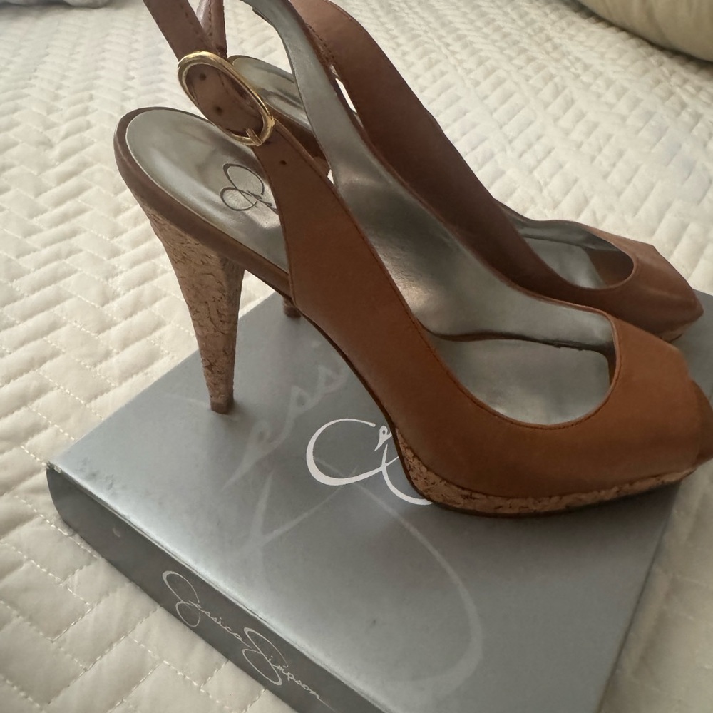 Jessica Simpson Tan Slingback Heels